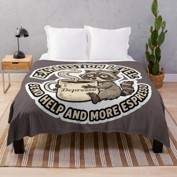 Item preview, Exhaustion Level Depresso Tired Raccoon Coffee Funny designed and sold by Veverony Design.