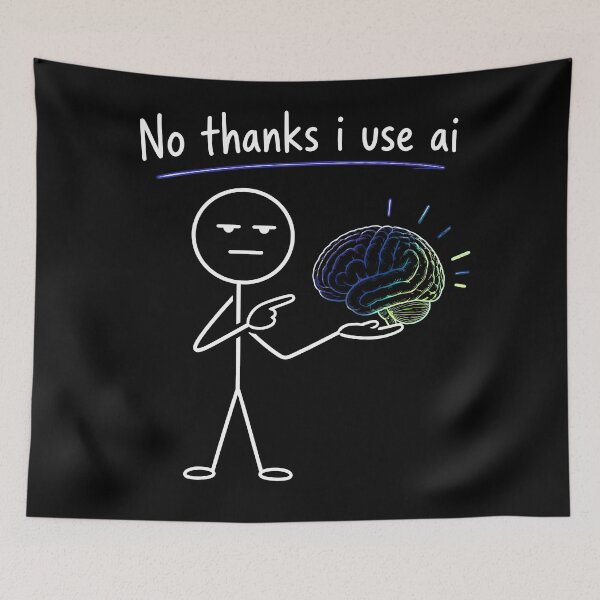 Item preview, No Thanks I Use AI Human Brain  Funny Sarcastic Neon Art. designed and sold by LeSoniPapaPrint.