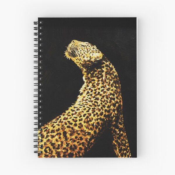 Item preview, Golden Leopard in Shadow – Chiaroscuro Wildlife Painting designed and sold by RamyGallery.