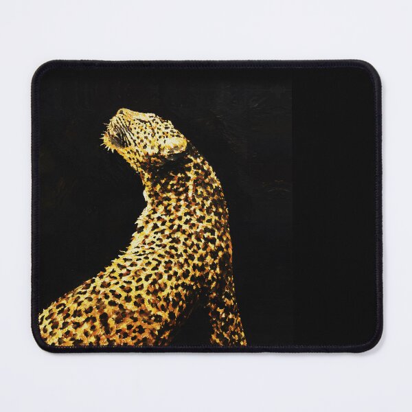 Item preview, Golden Leopard in Shadow – Chiaroscuro Wildlife Painting designed and sold by RamyGallery.