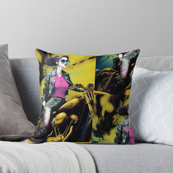 Item preview, Female Biker Motorcycle Pop Art Poster designed and sold by AXENT Designs.