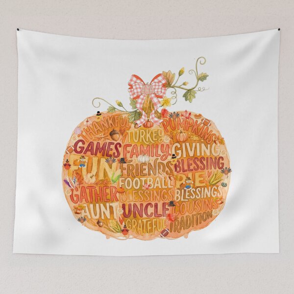 Item preview, Thanksgiving pumpkin with word art, thankful, blessings, autumn... designed and sold by VibranPalette.