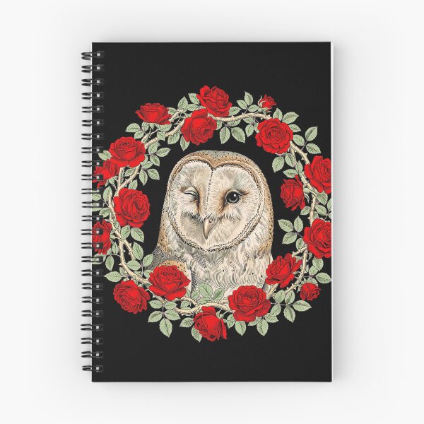 Item preview, Cute Winking Barn Owl Red Roses Sage Wreath | Vintage Gothic Cottagecore Owl Art designed and sold by Yassinejayed.