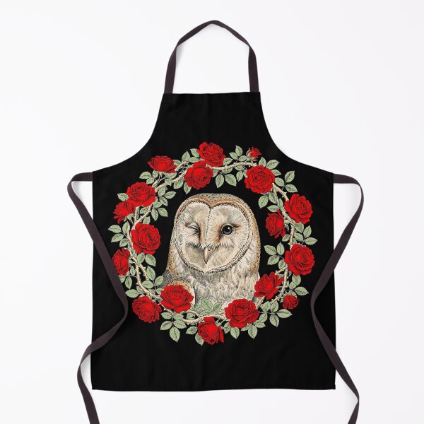 Item preview, Cute Winking Barn Owl Red Roses Sage Wreath | Vintage Gothic Cottagecore Owl Art designed and sold by Yassinejayed.