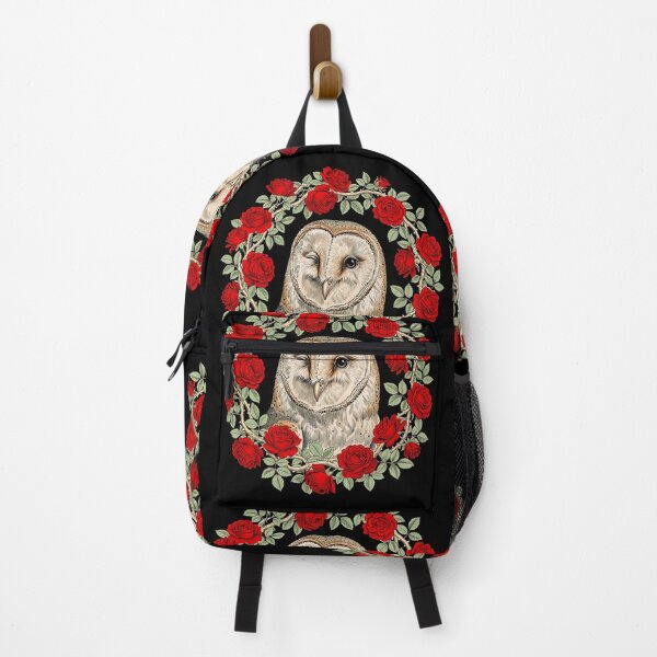 Item preview, Cute Winking Barn Owl Red Roses Sage Wreath | Vintage Gothic Cottagecore Owl Art designed and sold by Yassinejayed.