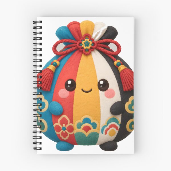 Item preview, Cute Plump Mascot Shaped Like a Five-color Silk Drawstring Pouch With Obangsaek (Blue, Red, Yellow, White, Black) Fabric Panels and a Tasseled Silk Cord Knot on Top — Marker-style Digital Illustration designed and sold by radou88.