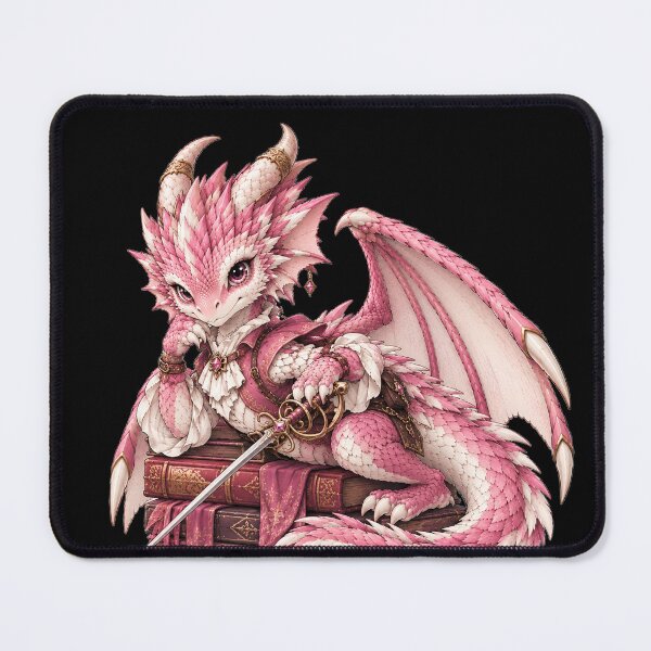 Item preview, Cute Pastel Pink Dragon Princess with Sword Mythical Beast designed and sold by Hatchling Hollow.