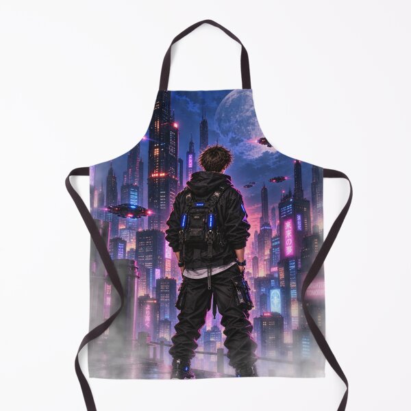 Item preview, Danix Cyberpunk Moonlit Skyline Poster Design designed and sold by Kenzie & Co.