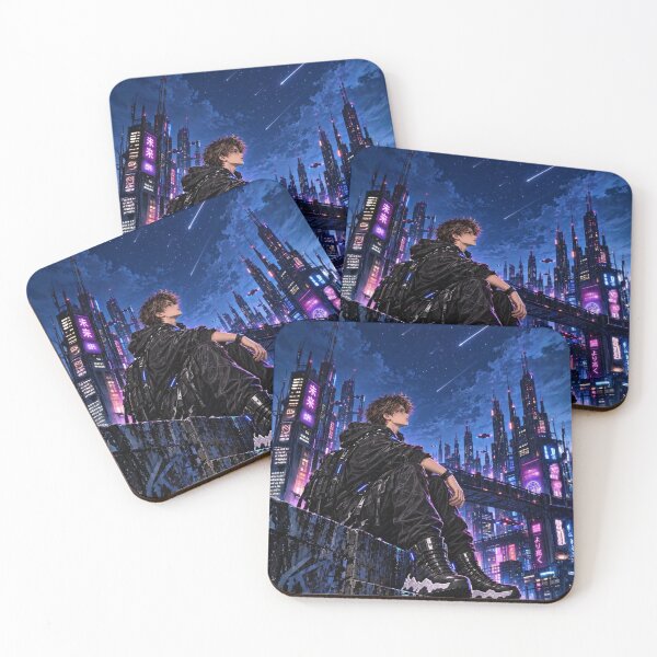 Item preview, Danix Cyberpunk Starry Rooftop Poster Design designed and sold by Kenzie & Co.