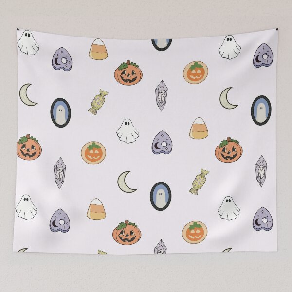 Item preview, Cute Spooky Pastel Halloween Collection - Ghost, Pumpkin, Amethyst Crystal, Planchette, Candy Corn, Chocolate, Crescent Moon Halloween Aesthetic designed and sold by Dusk Daisy Art.