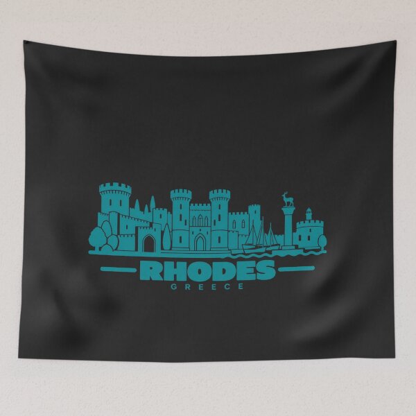 Item preview, Rhodes Greece Line Art Coastline Poster designed and sold by CMYKStudio.