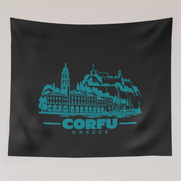 Item preview, Corfu Greece Line Art Coastline Poster designed and sold by CMYKStudio.
