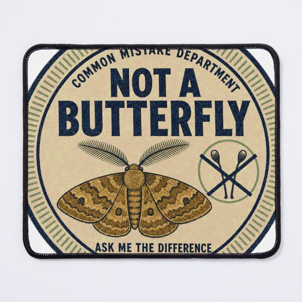 Item preview, Not A Butterfly Funny Night Moth Nerd Badge designed and sold by BoosterShop.