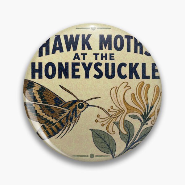 Item preview, Hawk Moths at the Honeysuckle Swamphen Badge designed and sold by BoosterShop.
