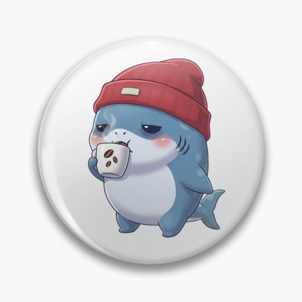 Item preview, Tired Shark Drinking Coffee designed and sold by Nature's Chibis.
