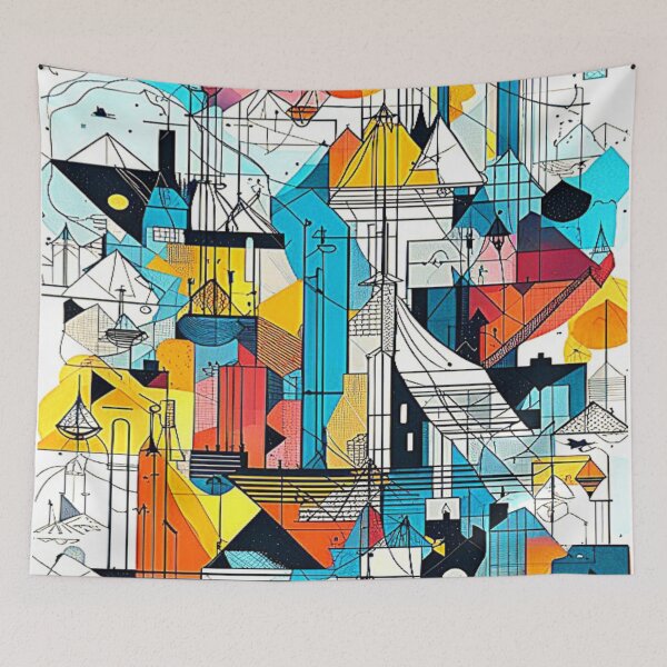 Item preview, Geometric Modern Urban Architecture Art of Abstract Colorful Futurist Cubist Metropolis. designed and sold by Giulivo Store Graphic.