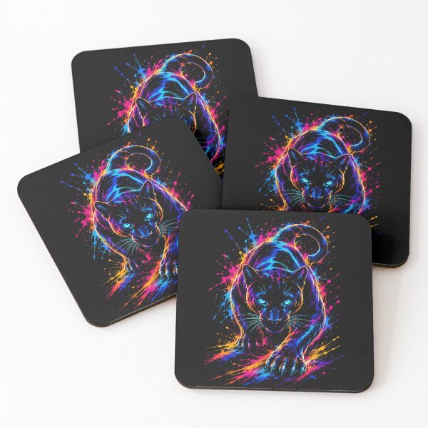 Item preview, Neon Stalking Panther - Vibrant Splatter Paint Art designed and sold by arfindo-indra.