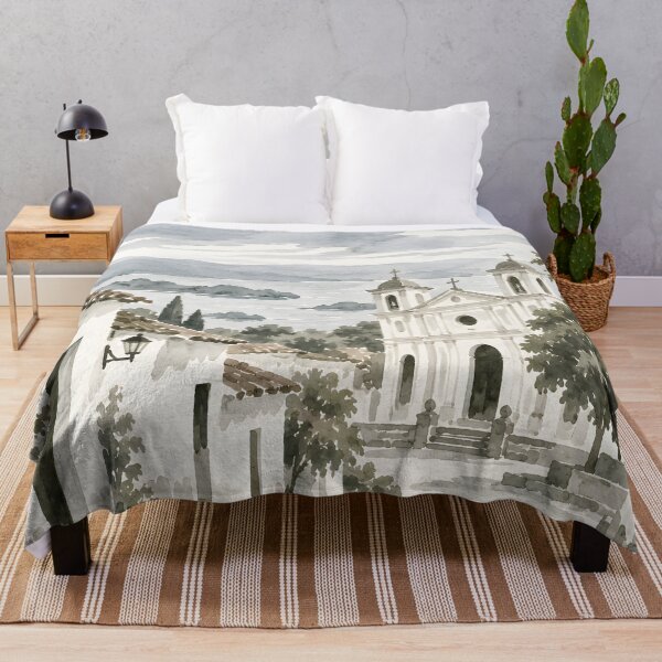 Item preview, Colonial Church Village Watercolor Landscape designed and sold by GutyzDesignsES.