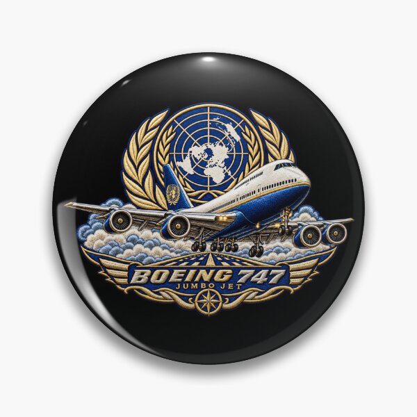 Item preview, Boeing 747 Jumbo Jet Embroidered Aviation Crest with United Nations Globe designed and sold by Emoji Emblems.
