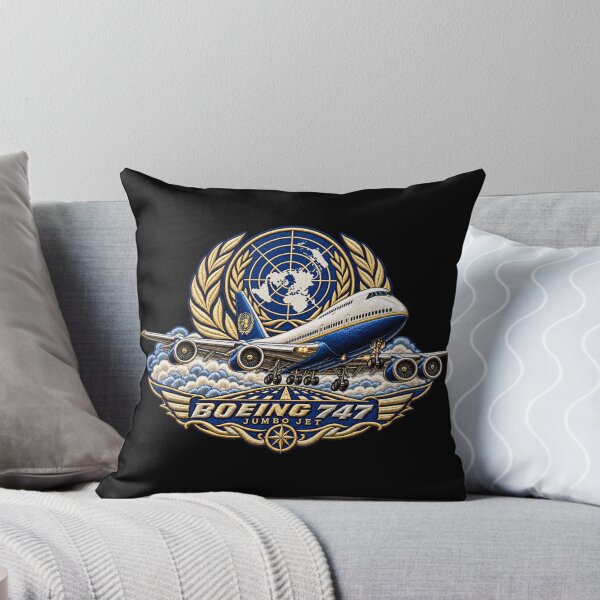 Item preview, Boeing 747 Jumbo Jet Embroidered Aviation Crest with United Nations Globe designed and sold by Emoji Emblems.