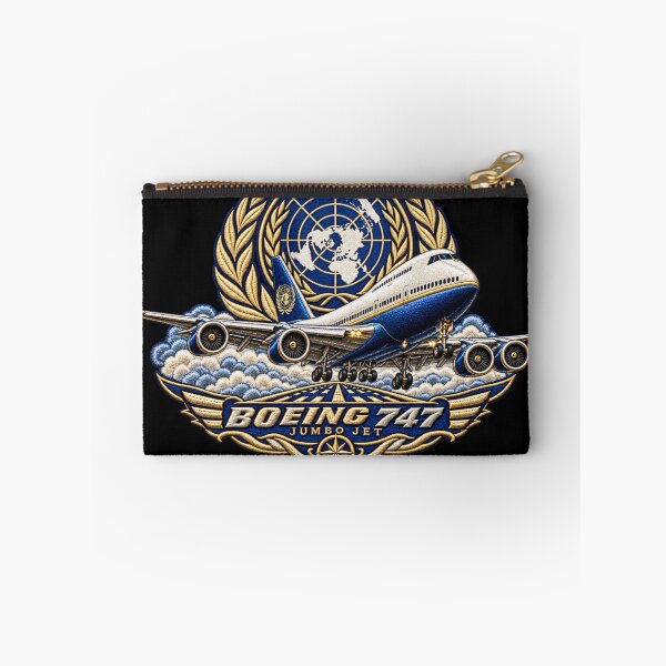 Item preview, Boeing 747 Jumbo Jet Embroidered Aviation Crest with United Nations Globe designed and sold by Emoji Emblems.