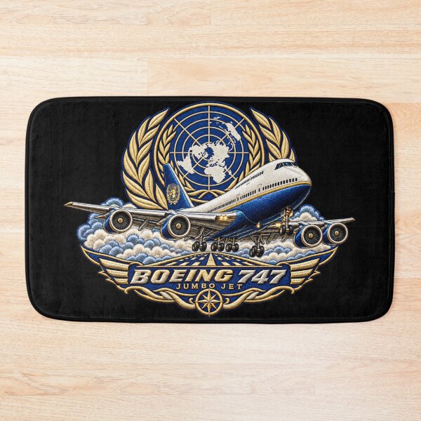Item preview, Boeing 747 Jumbo Jet Embroidered Aviation Crest with United Nations Globe designed and sold by Emoji Emblems.