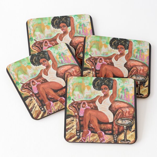 Item preview, Elegante mujer afro en una silla (Arte) designed and sold by sugarmapleart.
