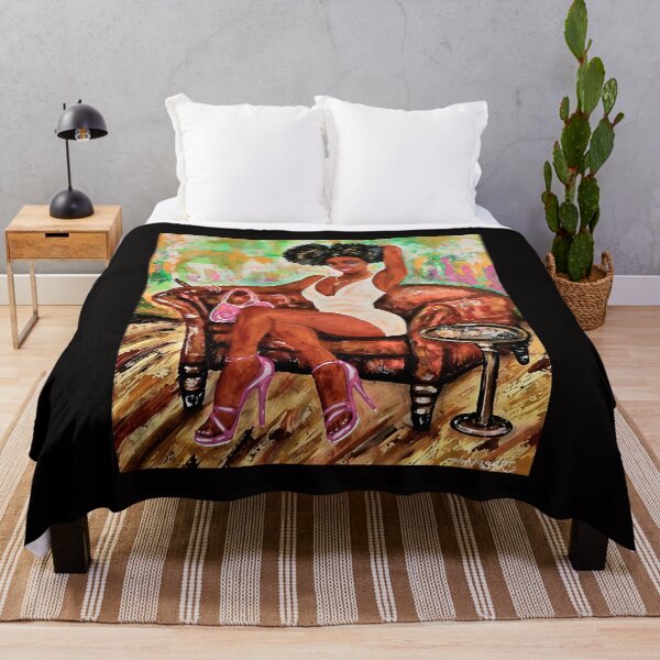 Item preview, Elegant Afro Woman in Chair Art designed and sold by sugarmapleart.
