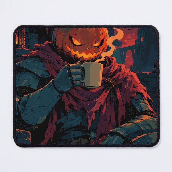 Item preview, Pumpkin Knight Drinking Coffee - Dark Fantasy Halloween Art designed and sold by arfindo-indra.