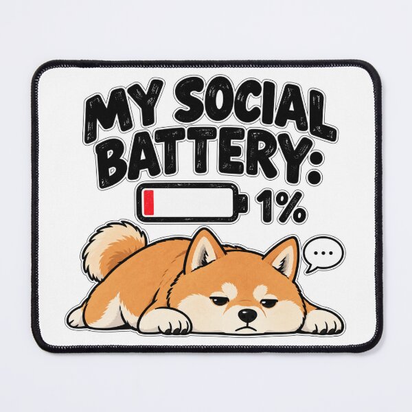 Item preview, My Social Battery 1% – Funny Shiba Inu Introvert Dog designed and sold by Foldbloom.