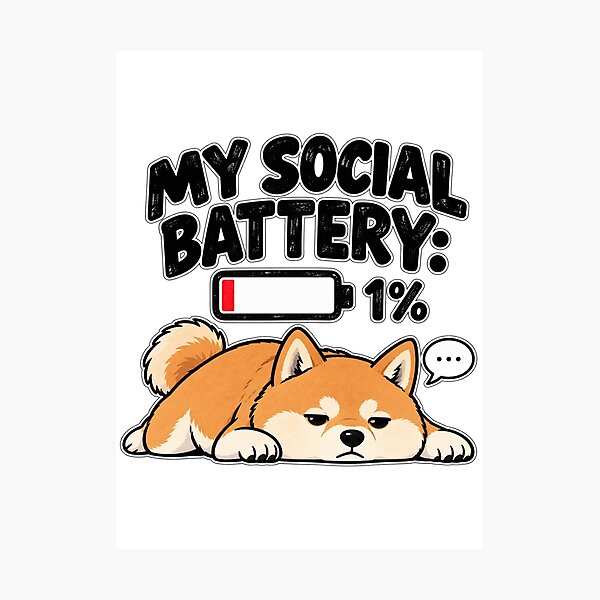 Item preview, My Social Battery 1% – Funny Shiba Inu Introvert Dog designed and sold by Foldbloom.