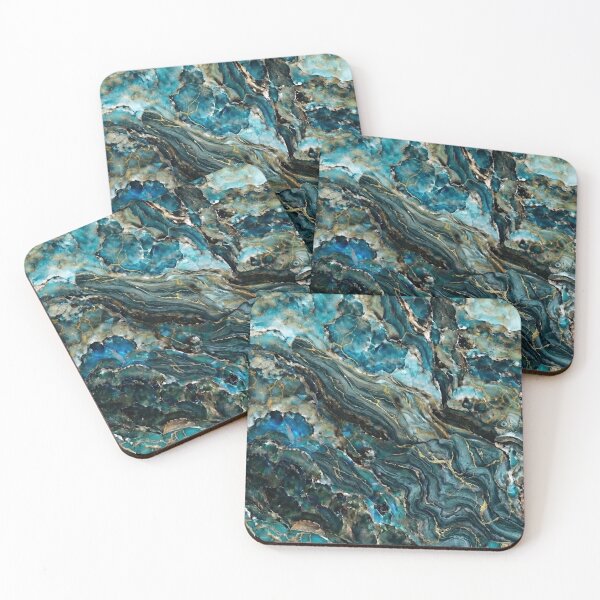 Item preview, Blue Turquoise and Gold Vein Agate Abstract designed and sold by KingsArtworx 2.