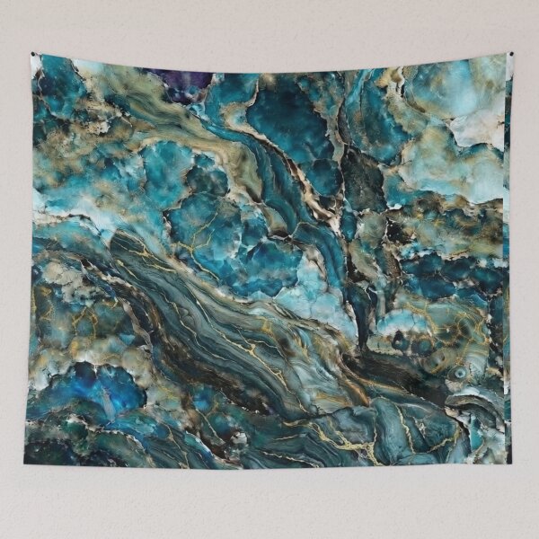 Item preview, Blue Turquoise and Gold Vein Agate Abstract designed and sold by KingsArtworx 2.