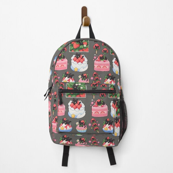 Item preview, Cute Black Cat Strawberry Sticker – Kawaii Fruit Dessert Cat designed and sold by StickerJas.