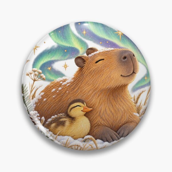 Artikelvorschau, Bear and Duckling Cuddle Under Aurora entworfen und verkauft von WunkusWorld.