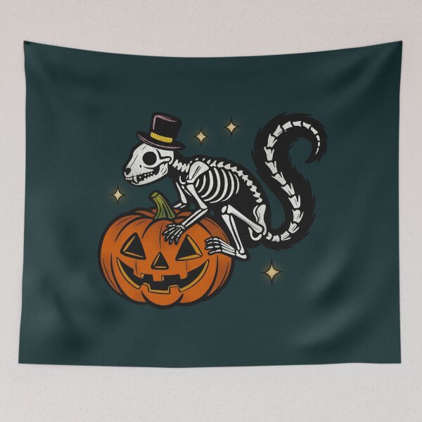 Item preview, Squirrel Skeleton in Top Hat Sticker, Texas Wildlife Halloween Art designed and sold by Ink & Kind Studio.