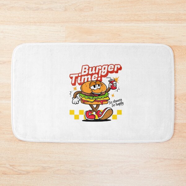 Item preview, Burger Time! Funny Cartoon Burger Mascot with Soda Retro Fast Food designed and sold by DorkStarMedia.