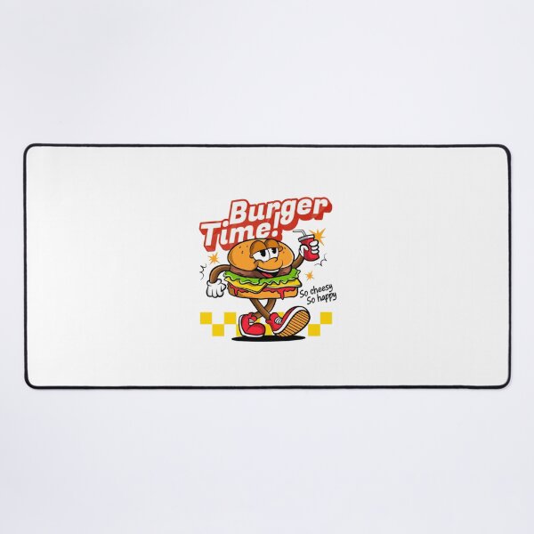 Item preview, Burger Time! Funny Cartoon Burger Mascot with Soda Retro Fast Food designed and sold by DorkStarMedia.