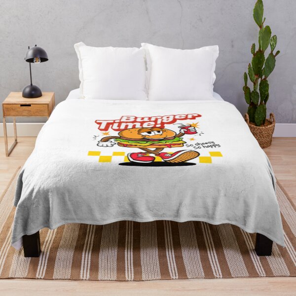 Item preview, Burger Time! Funny Cartoon Burger Mascot with Soda Retro Fast Food designed and sold by DorkStarMedia.