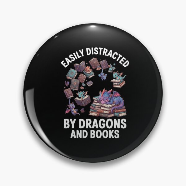 Item preview, Easily Distracted By Dragons And Books Funny Bookworm Graphic designed and sold by Ostericaimusa.