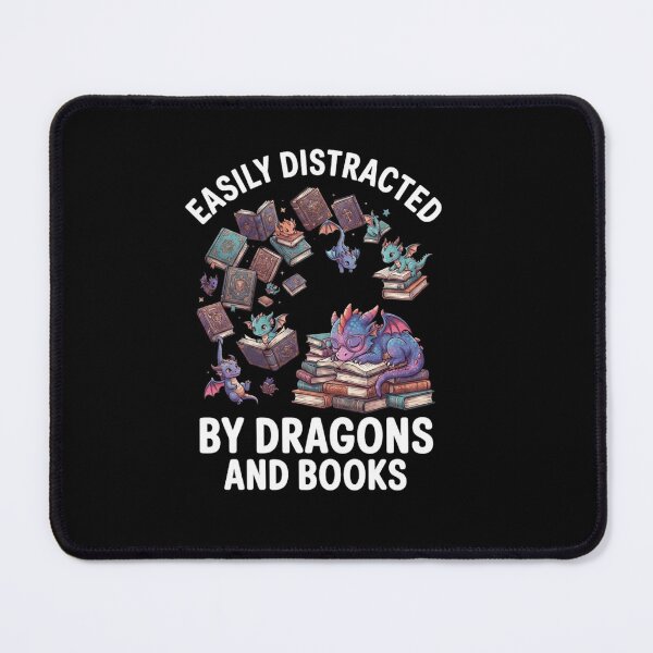 Item preview, Easily Distracted By Dragons And Books Funny Bookworm Graphic designed and sold by Ostericaimusa.