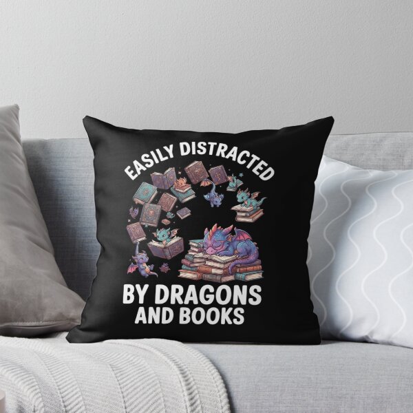 Item preview, Easily Distracted By Dragons And Books Funny Bookworm Graphic designed and sold by Ostericaimusa.