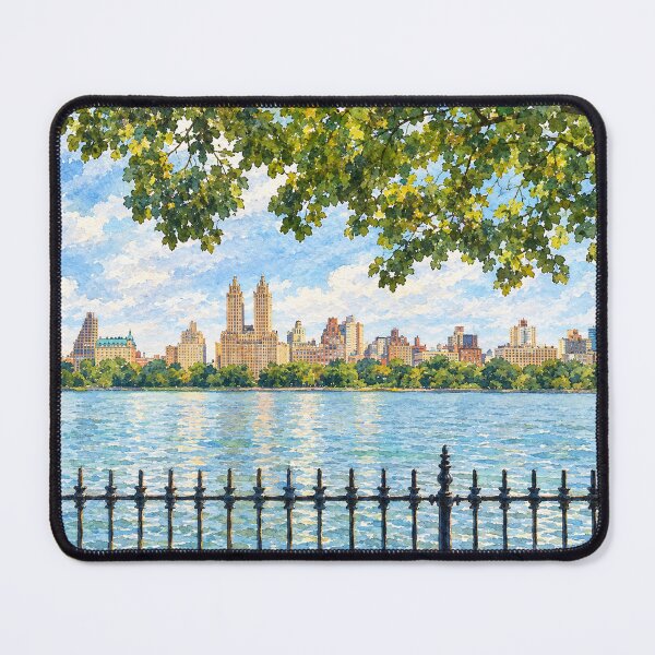 Item preview, Central Park Reservoir NYC Skyline Digital Watercolor designed and sold by SlavaArt.