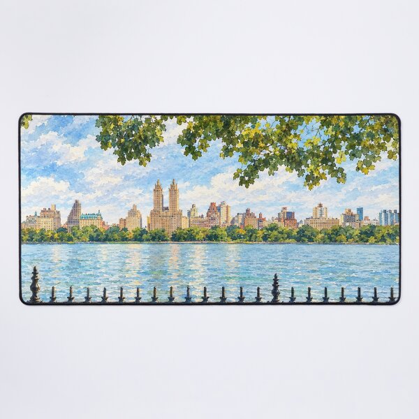 Item preview, Central Park Reservoir NYC Skyline Digital Watercolor designed and sold by SlavaArt.