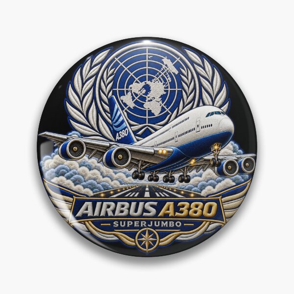 Item preview, Airbus A380 Superjumbo Embroidered Aviation Crest with World Globe designed and sold by Emoji Emblems.