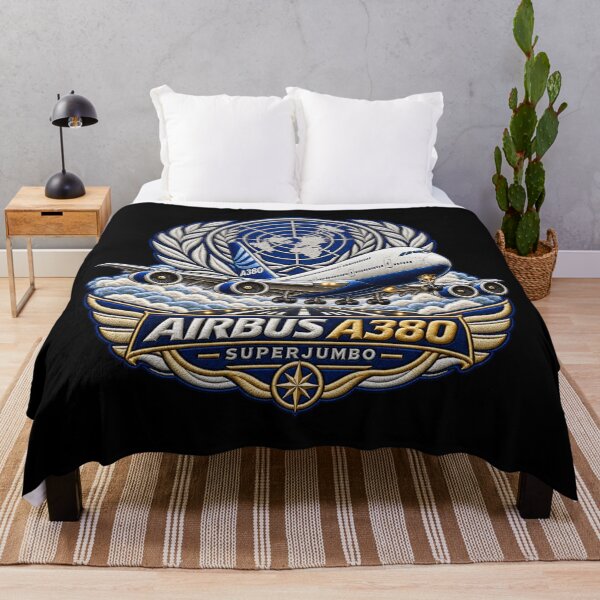 Item preview, Airbus A380 Superjumbo Embroidered Aviation Crest with World Globe designed and sold by Emoji Emblems.