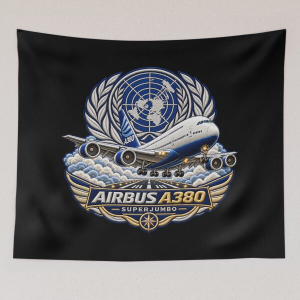 Item preview, Airbus A380 Superjumbo Embroidered Aviation Crest with World Globe designed and sold by Emoji Emblems.