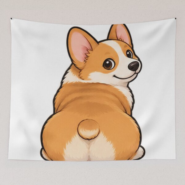 Item preview, Cute Corgi Seated Back View Cartoon designed and sold by The198X.