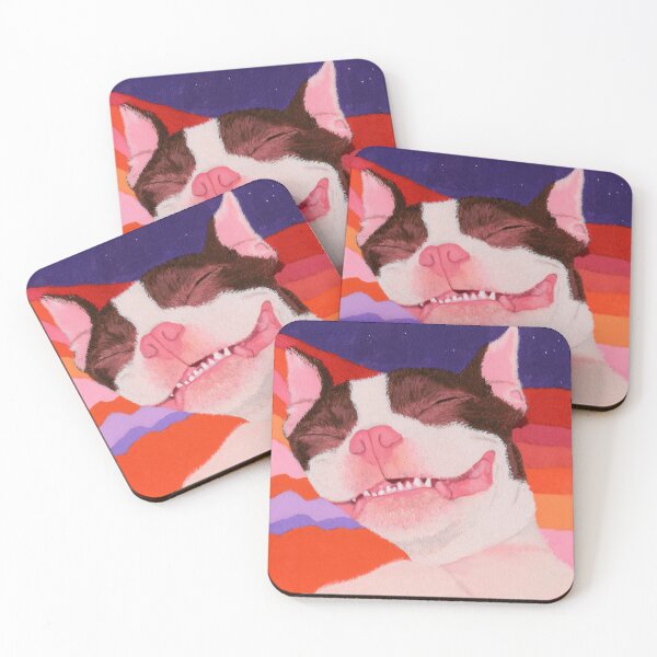 Item preview, Smiling Sleeping Boston Terrier Puppy Art designed and sold by The Painted Tail.