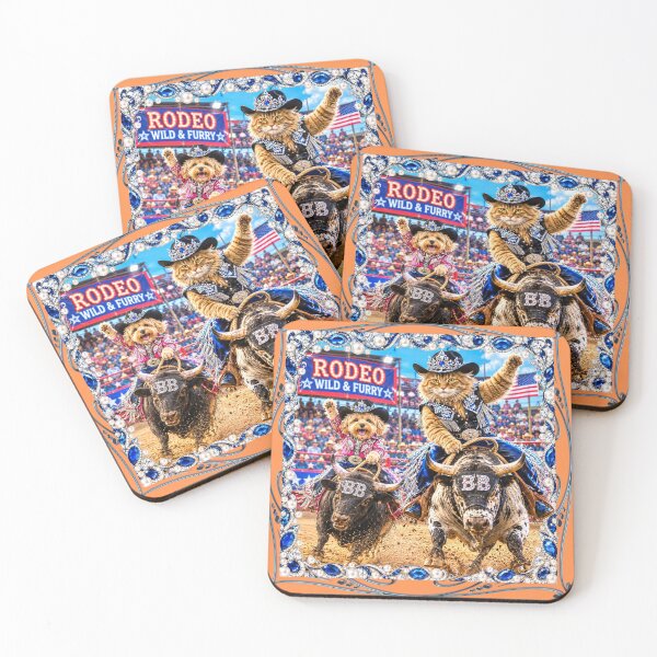 Item preview, Wild & Furry Rodeo – Bull Riding Cat & Dog Cowboys designed and sold by Extremeallie.